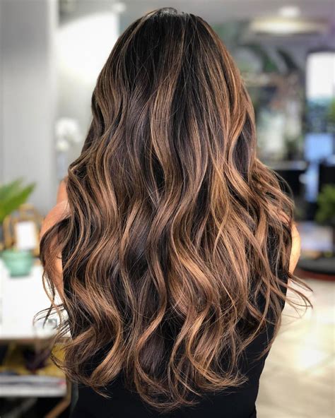 balayage brunette caramel|dark brown with caramel balayage.